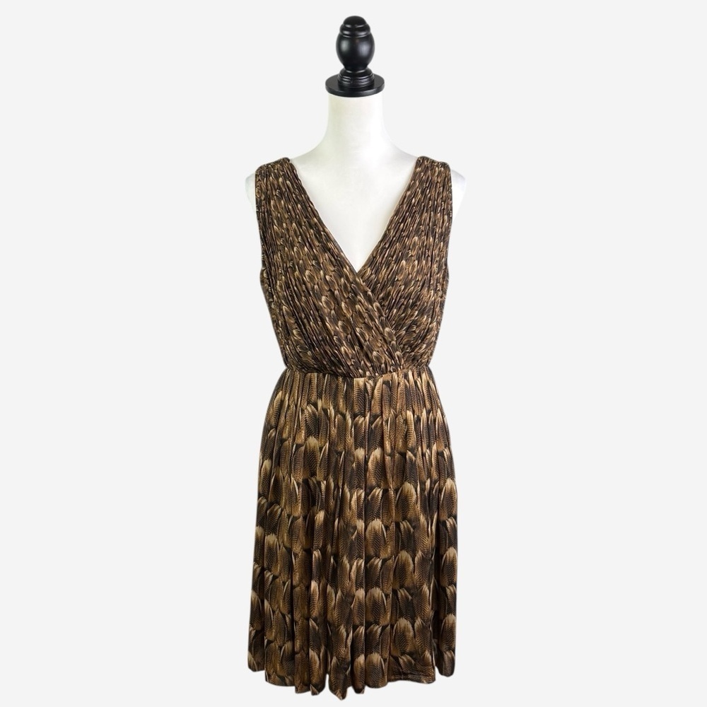 Talbots Sleeveless V-Neck Dress Knee Length Size 8P Brown